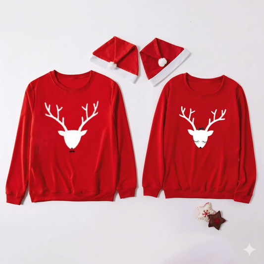 Hoodie Parejas Renos | Match Perfecto Navidad | Personalizable