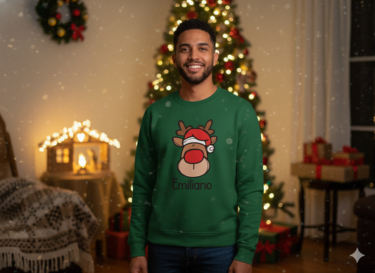 Buzo Familiar Navideño | Reno Caricatura | Edición Novenas