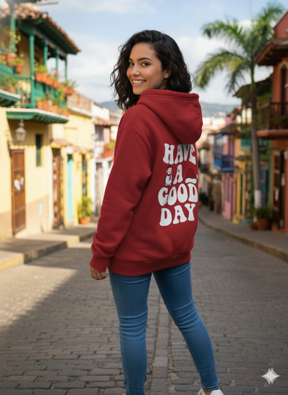 Hoodie Verde Navideño | Have a Good Day | Algodón Premium