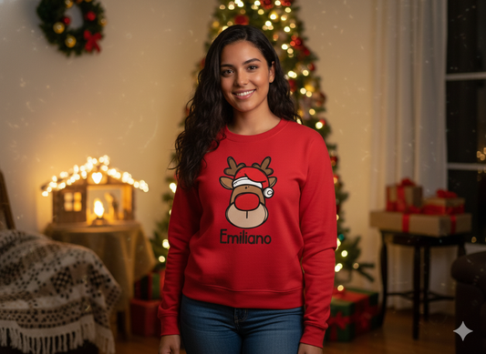 Buzo Familiar Navideño | Reno Caricatura | Edición Novenas