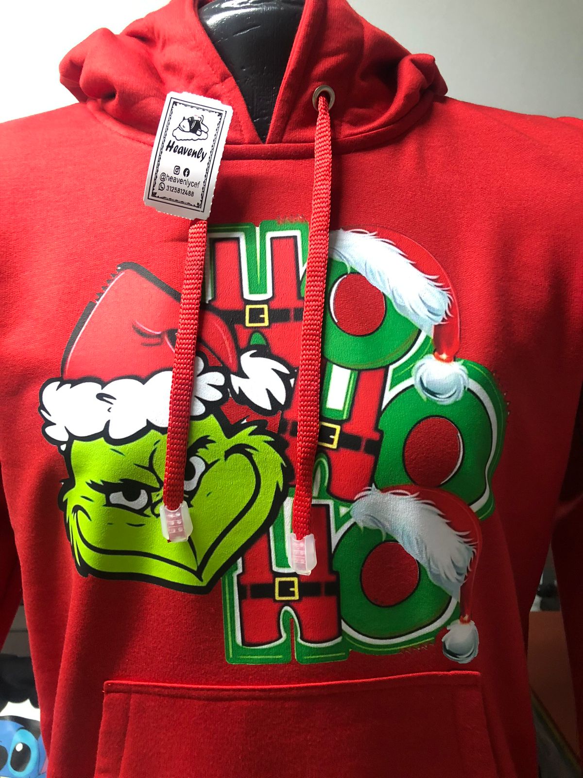 Hoodie Navideño Grinch "Ho Ho Ho" | Unisex | Algodón Perchado