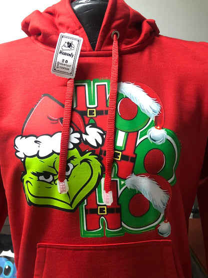Hoodie Navideño Grinch "Ho Ho Ho" | Unisex | Algodón Perchado