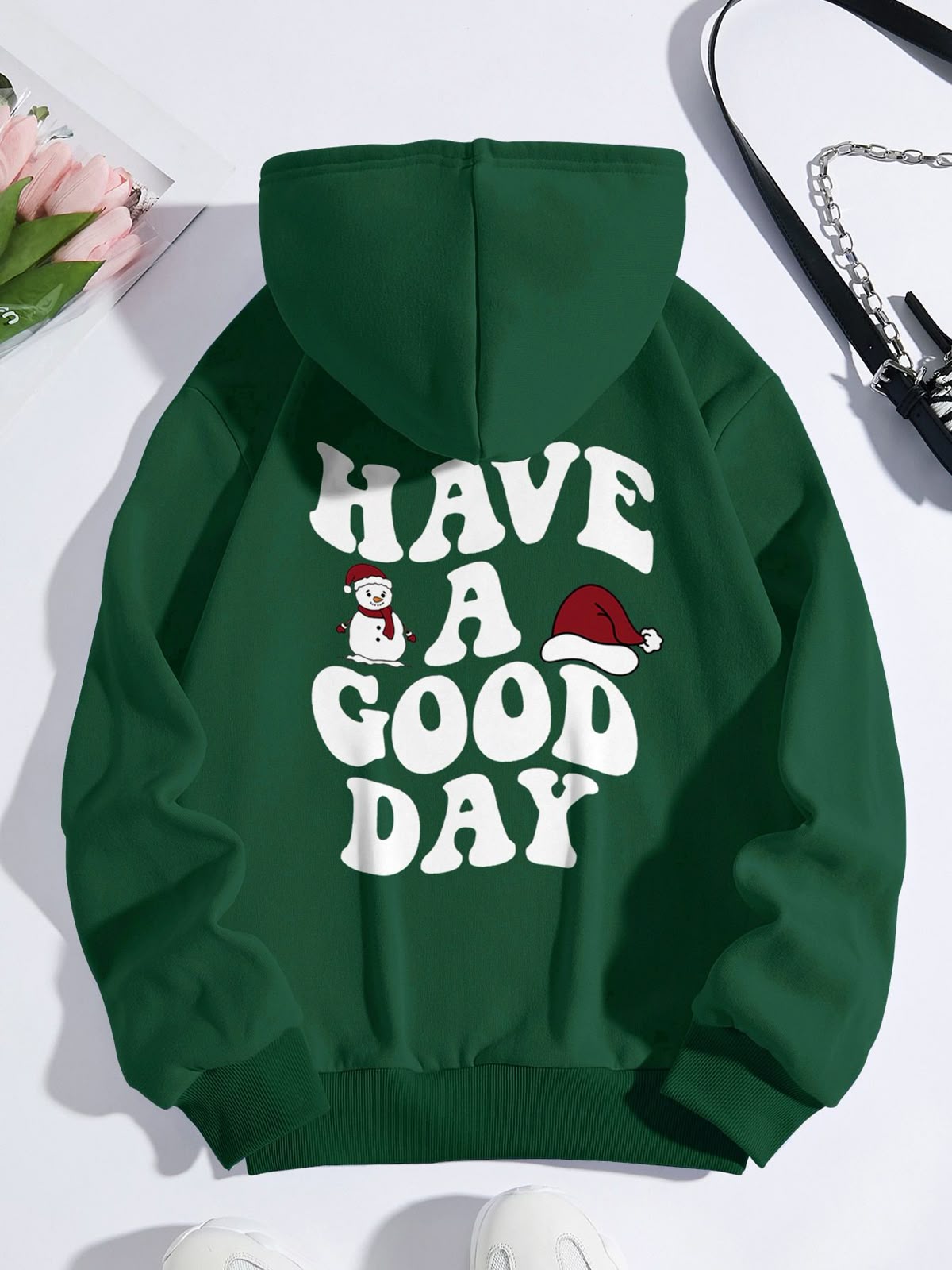 Hoodie Verde Navideño | Have a Good Day | Algodón Premium
