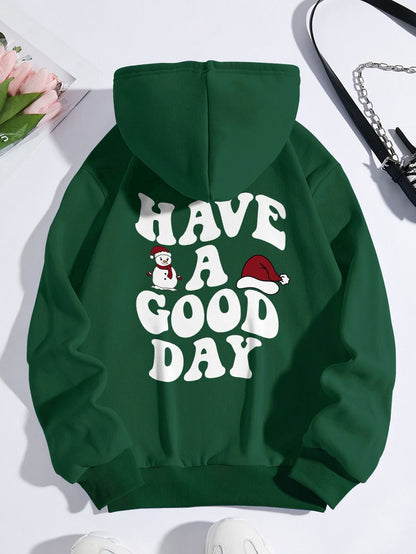 Hoodie Verde Navideño | Have a Good Day | Algodón Premium